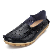 Women's Casual Shoes Genuine Leather Woman Loafers Slip-On Female Flats Moccasins Ladies Driving Shoe Cut-Outs Mother Footwear - goktown.com