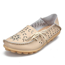 Women's Casual Shoes Genuine Leather Woman Loafers Slip-On Female Flats Moccasins Ladies Driving Shoe Cut-Outs Mother Footwear - goktown.com