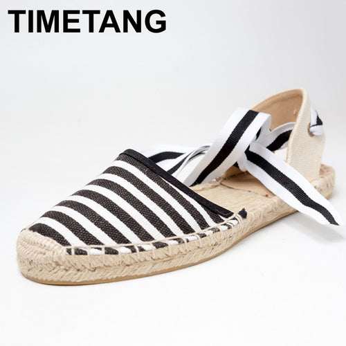 TIMETANG Canvas Espadrille Women Flats Ankle Strap Hemp Bottom Fisherman Shoes For 2017 Spring/Autumn Women Loafers #CH819 - goktown.com