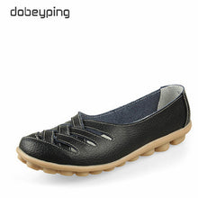 New Women's Casual Shoes Genuine Leather Woman Loafers Slip On Female Flats Leisure Ladies Driving Shoe Solid Mother Boat Shoes - goktown.com