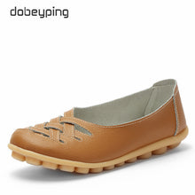 New Women's Casual Shoes Genuine Leather Woman Loafers Slip On Female Flats Leisure Ladies Driving Shoe Solid Mother Boat Shoes - goktown.com