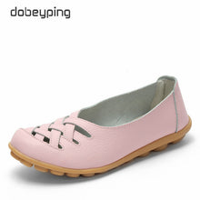 New Women's Casual Shoes Genuine Leather Woman Loafers Slip On Female Flats Leisure Ladies Driving Shoe Solid Mother Boat Shoes - goktown.com