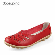 New Women's Casual Shoes Genuine Leather Woman Loafers Slip On Female Flats Leisure Ladies Driving Shoe Solid Mother Boat Shoes - goktown.com