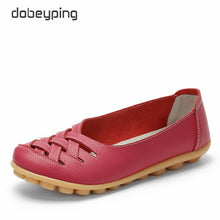 New Women's Casual Shoes Genuine Leather Woman Loafers Slip On Female Flats Leisure Ladies Driving Shoe Solid Mother Boat Shoes - goktown.com