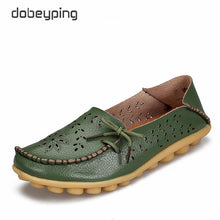 Women's Casual Shoes Genuine Leather Woman Loafers Slip-On Female Flats Moccasins Ladies Driving Shoe Cut-Outs Mother Footwear - goktown.com