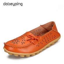 Women's Casual Shoes Genuine Leather Woman Loafers Slip-On Female Flats Moccasins Ladies Driving Shoe Cut-Outs Mother Footwear - goktown.com