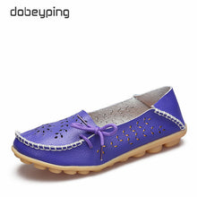 Women's Casual Shoes Genuine Leather Woman Loafers Slip-On Female Flats Moccasins Ladies Driving Shoe Cut-Outs Mother Footwear - goktown.com