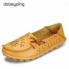 Women's Casual Shoes Genuine Leather Woman Loafers Slip-On Female Flats Moccasins Ladies Driving Shoe Cut-Outs Mother Footwear - goktown.com