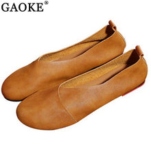 2018 Genuine Leather Flat Shoes Woman Hand-sewn Leather Loafers Cowhide Flexible Spring Casual Shoes Women Flats Women Shoes - goktown.com