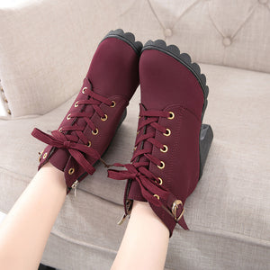 Womens Fashion High Heel Lace Up Ankle Boots Ladies Buckle Platform Shoes - goktown.com