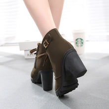 Womens Fashion High Heel Lace Up Ankle Boots Ladies Buckle Platform Shoes - goktown.com