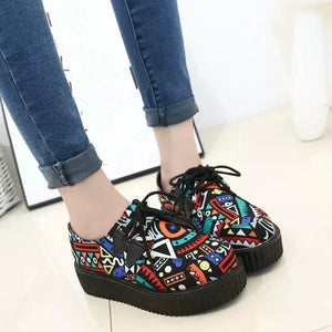 Creepers shoes plus size 35-41 women Shoes plus size ladies platform shoes 2018 Women Flats Female shoes laces - goktown.com