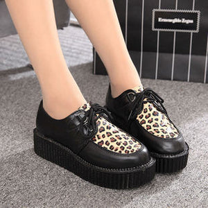 Creepers shoes plus size 35-41 women Shoes plus size ladies platform shoes 2018 Women Flats Female shoes laces - goktown.com