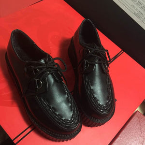 Creepers shoes plus size 35-41 women Shoes plus size ladies platform shoes 2018 Women Flats Female shoes laces - goktown.com