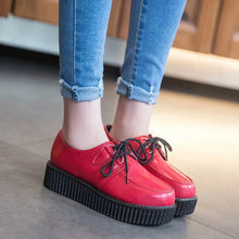 Creepers shoes plus size 35-41 women Shoes plus size ladies platform shoes 2018 Women Flats Female shoes laces - goktown.com