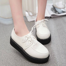 Creepers shoes plus size 35-41 women Shoes plus size ladies platform shoes 2018 Women Flats Female shoes laces - goktown.com