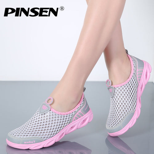 PINSEN 2018 Summer Casual Shoes Woman Slip-On Platform Flats Female Breathable Zapatillas Slipony Women Shoes Zapatillas Mujer - goktown.com