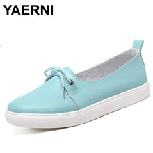 YAERNI arrival spring lovely solid women shoes genuine leather women flats shoes 4 colors single boat shoes woman causal loafers - goktown.com