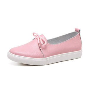 YAERNI arrival spring lovely solid women shoes genuine leather women flats shoes 4 colors single boat shoes woman causal loafers - goktown.com