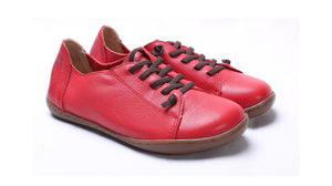 (35-46)Women Shoes Flat 100% Authentic Leather Plain toe Lace up Ladies Shoes Flats Woman Moccasins Female Footwear (5188-6) - goktown.com